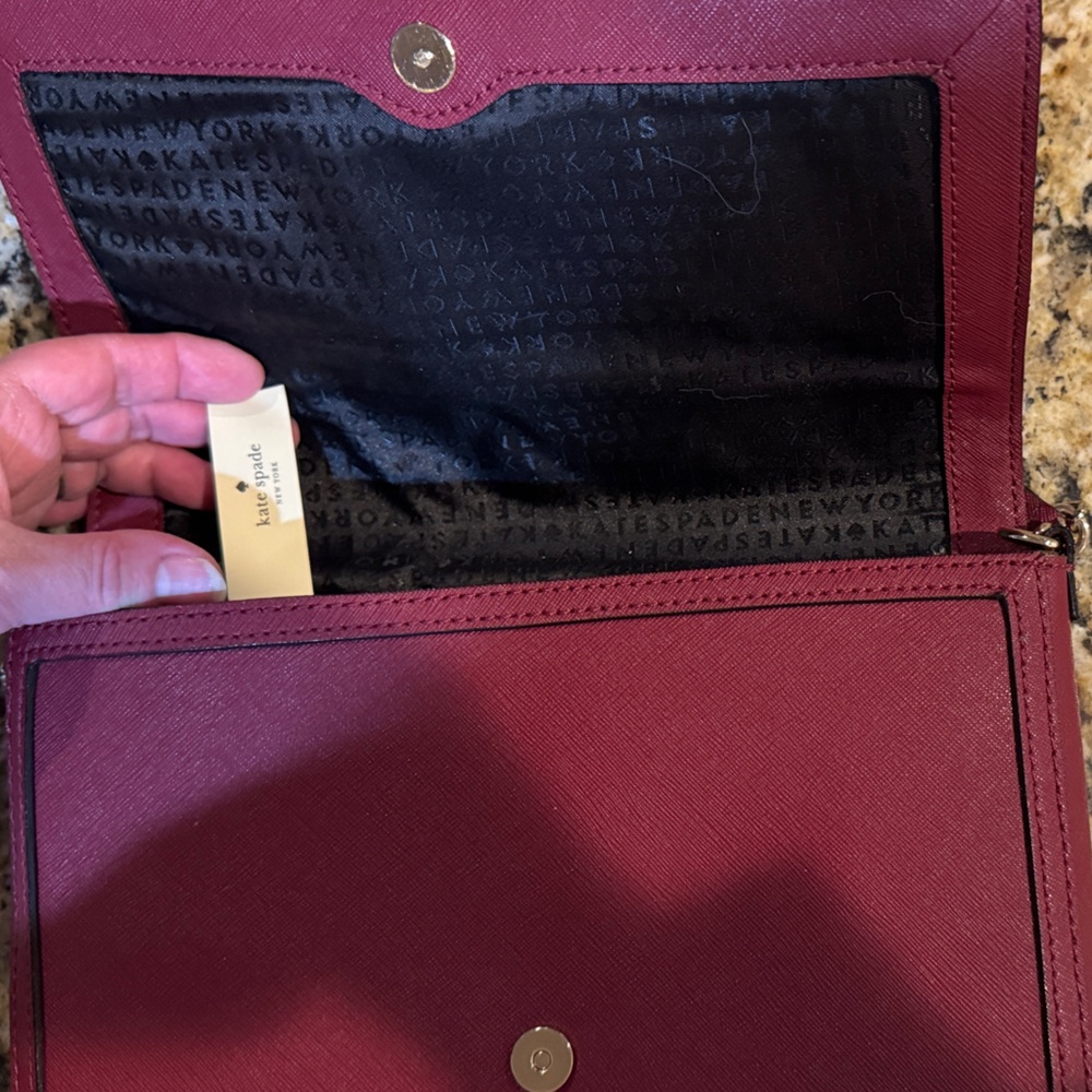 Kate Spade Burgundy Crossbody Bag with Bow Accent - Picture 3 of 3